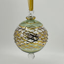 Large Crystal Globe w/ Blue Glass End & w/ Hand Painted Dots - Egyptian Hand Blown Glass Ornament