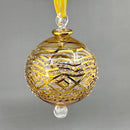 Large Crystal Globe w/ Gold Geometric Design & Red Ends Glass- Egyptian Hand Blown Glass Ornament