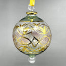 Large Crystal Globe w/ Green Ends & Geometric Design - Egyptian Hand Blown Glass Ornament