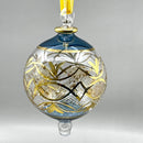 Large Crystal Globe w/ Green Ends & Geometric Design - Egyptian Hand Blown Glass Ornament