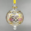 Large Crystal Globe w/ Green Ends & Geometric Design - Egyptian Hand Blown Glass Ornament