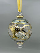 Large Globe w/ Etched Glass Design- Egyptian Hand Blown Glass Ornament
