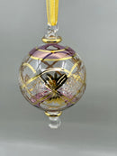 Large Globe w/ Etched Glass Design- Egyptian Hand Blown Glass Ornament