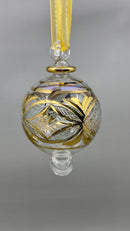 Small Globe w/ Etched Glass Design- Egyptian Hand Blown Glass Ornament
