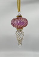Large Swirl Sphere W/Teardrop Swirl & Gold End - Egyptian Hand Blown Glass Ornament