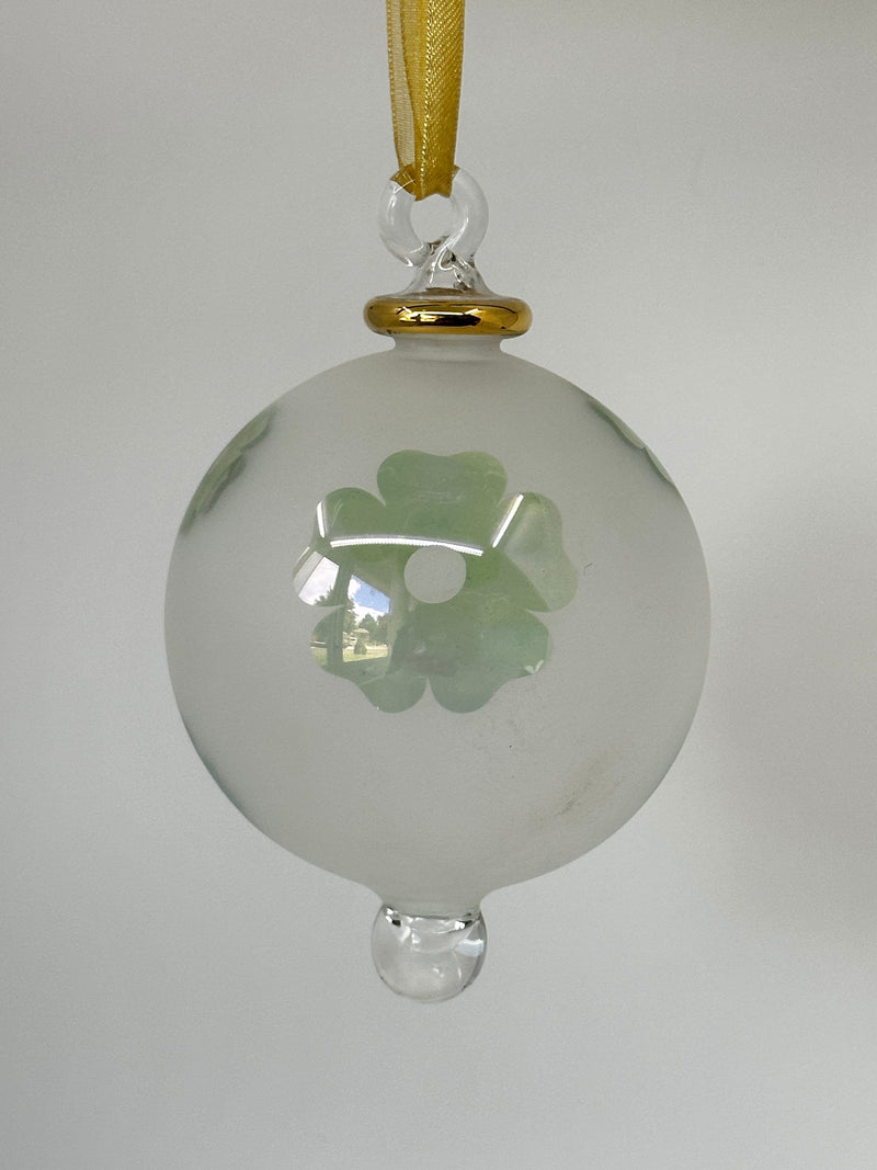 Frosted Globe w/ Eccentric Designs- Egyptian Hand Blown Glass Ornament