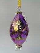 Tear Drop Ornament w/ Gold Star & Trees - Egyptian Hand Blown Glass