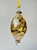Tear Drop Ornament w/ Gold Star & Trees - Egyptian Hand Blown Glass
