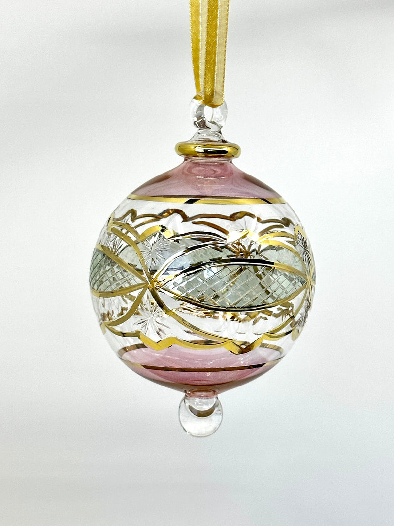 Large Globe w/ Geometric Design - Egyptian Hand Blown Glass Ornament