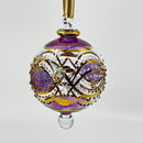 Large Globe w/ Hand Painted Geometric Design - Egyptian Hand Blown Glass Ornament