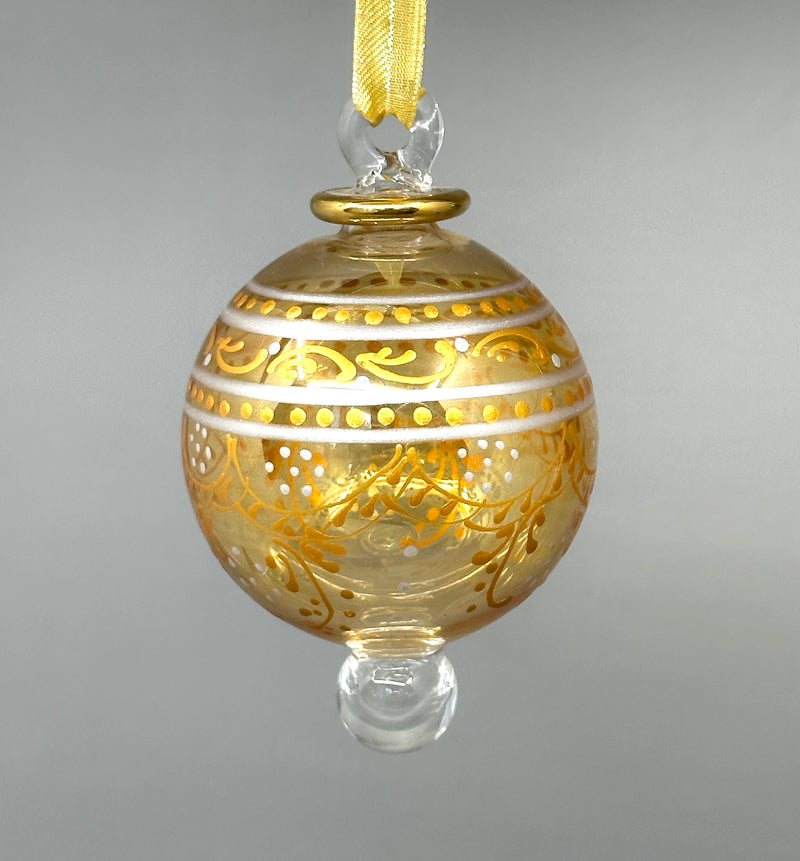Small Globe - Hand dry painted - Egyptian Hand Blown Glass Ornament