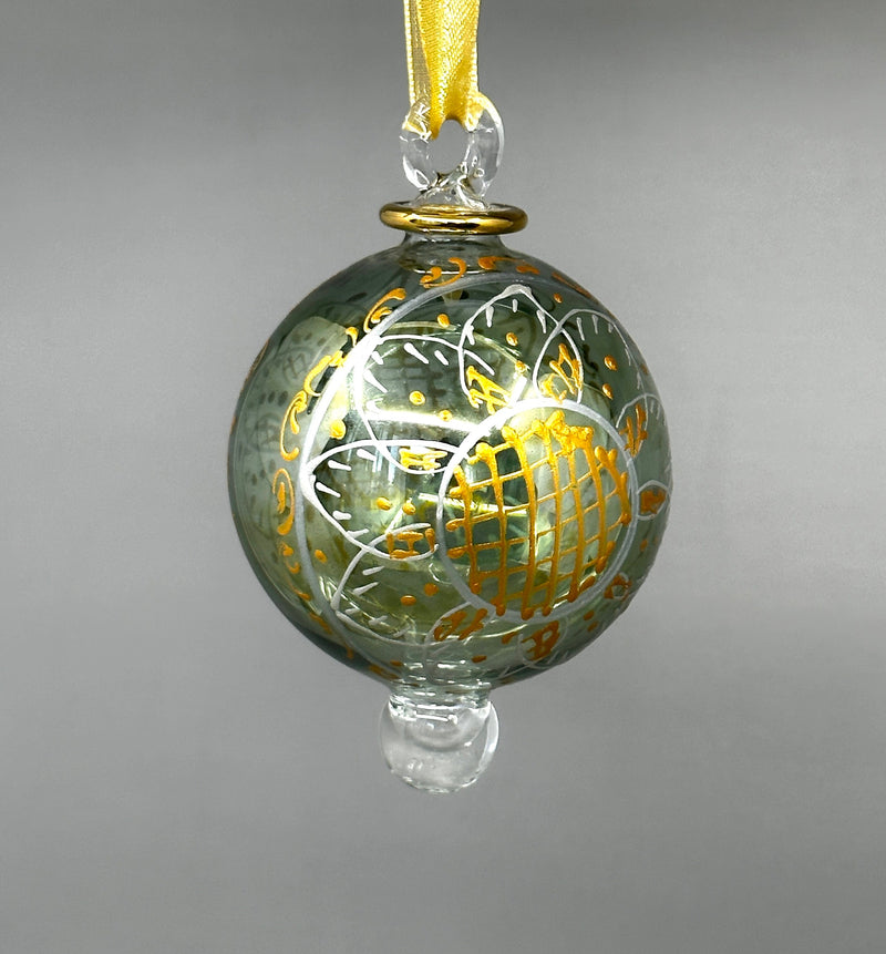 Small Globe - Hand dry painted - Egyptian Hand Blown Glass Ornament