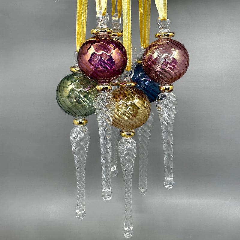 Glass Globe icicle Ornament - Egyptian Hand Blown Glass