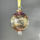 Large Crystal Globe w/ Green Glass Ends - Egyptian Hand Blown Glass Ornament