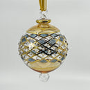 Large Crystal Globe w/ Blue Glass End & w/ Hand Painted Dots - Egyptian Hand Blown Glass Ornament