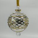 Large Crystal Globe w/ Blue Glass End & w/ Hand Painted Dots - Egyptian Hand Blown Glass Ornament