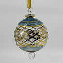 Large Crystal Globe w/ Blue Glass End & w/ Hand Painted Dots - Egyptian Hand Blown Glass Ornament