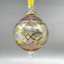 Large Crystal Globe w/ Green Ends & Geometric Design - Egyptian Hand Blown Glass Ornament