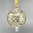 Large Crystal Globe w/ Green Ends & Geometric Design - Egyptian Hand Blown Glass Ornament