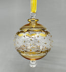 Large Crystal Globe w/ Gold Ribbon Design - Egyptian Hand Blown Glass Ornament