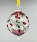 Large Crystal Ball Hand Painted Stars- Egyptian Hand Blown Glass Ornament