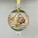 Large Crystal Ball w/ Hand Painted Gold Design - Egyptian Hand Blown Glass Ornament