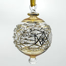 Large Crystal Ball w/ Hand Painted Gold Design - Egyptian Hand Blown Glass Ornament