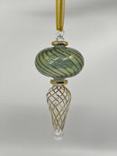 Large Swirl Sphere W/Teardrop Swirl & Gold End - Egyptian Hand Blown Glass Ornament