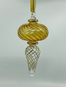 Large Swirl Sphere W/Teardrop Swirl & Gold End - Egyptian Hand Blown Glass Ornament