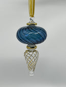 Large Swirl Sphere W/Teardrop Swirl & Gold End - Egyptian Hand Blown Glass Ornament