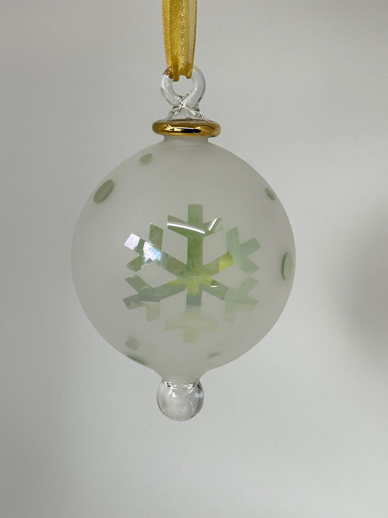Frosted Globe w/ Eccentric Designs- Egyptian Hand Blown Glass Ornament