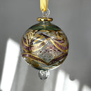 Large Crystal Globe w/ Green Glass Ends - Egyptian Hand Blown Glass Ornament
