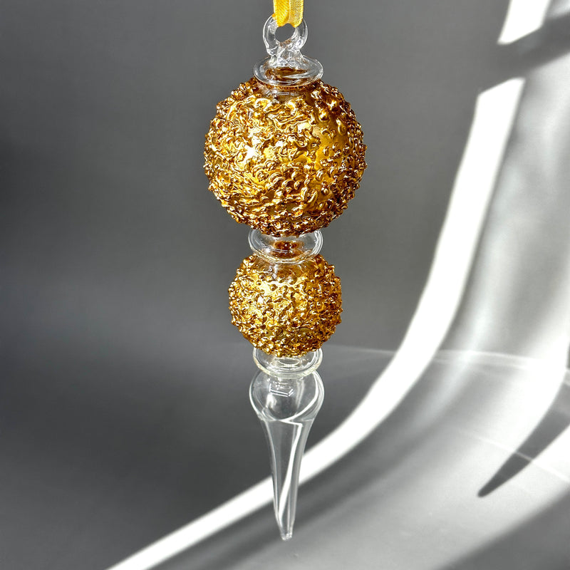 Granular 2 Gold Ball Baton W/ Crystal Teardrop Base Ornament