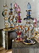 Luxury Embossed Glass Design Egyptian Handblown Perfume Bottles, Set of Five Variety