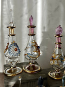 Luxury Embossed Glass Design Egyptian Handblown Perfume Bottles, Set of Five Variety