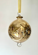 Egyptian Hand Blown Glass Large Globe Ornament with Gold Design, Gold Accents & Raised Glass Beads, Handmade Christmas Tree Decoration