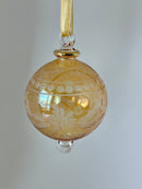 Pastel Large Globe Egyptian Hand Blown Glass Christmas Tree Ornament Etched Flower, Minimalist Glass Balls Unique Xmas Holiday Decoration