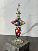 Colorful Perfume Bottle Sphere with Teardrop Stem – Egyptian Hand-Blown Glass