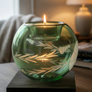 Egyptian Hand Blown Etched Glass Tea Light Holder - Holiday Decor.