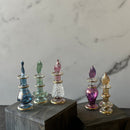 Miniature 5ML Assortment Gold Design Egyptian Handblown Glass Perfume Bottles, Set of Five Variety.