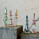 Miniature 5ML Assortment Gold Design Egyptian Handblown Glass Perfume Bottles, Set of Five Variety.