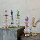 Miniature 5ML Assortment Gold Design Egyptian Handblown Glass Perfume Bottles, Set of Five Variety.