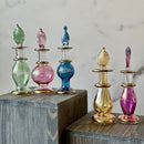 Miniature 5ML Assortment Gold Design Egyptian Handblown Glass Perfume Bottles, Set of Five Variety.
