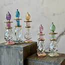 Miniature 5ML Assortment Gold Design Egyptian Handblown Glass Perfume Bottles, Set of Five Variety.