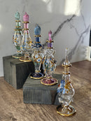 Luxury Embossed Glass Design Egyptian Handblown Perfume Bottles, Set of Five Variety