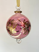 Egyptian Hand Blown Glass Large Globe Ornament with Gold Design, Gold Accents & Raised Glass Beads, Handmade Christmas Tree Decoration