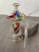 Colorful Perfume Bottle Sphere with Teardrop Stem – Egyptian Hand-Blown Glass