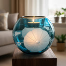 Egyptian Hand Blown Etched Glass Tea Light Holder - Holiday Decor.