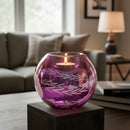 Egyptian Hand Blown Etched Glass Tea Light Holder - Holiday Decor.