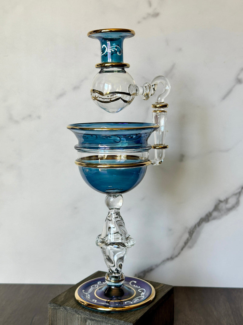 Elegant Orama Crystal Oil Burner w/ 14K Gold Liner & Dry Hand Paint, Egyptian Hand Blown Glass Oil Diffuser, Aromatherapy, New Home Gift